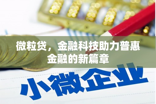 岢岚微粒贷，金融科技助力普惠金融的新篇章