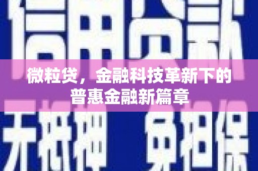岢岚微粒贷，金融科技革新下的普惠金融新篇章