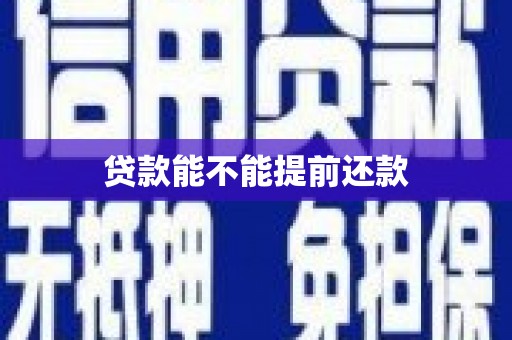 岢岚贷款能不能提前还款