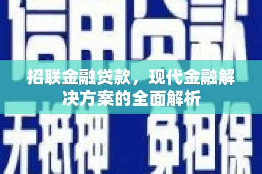 岢岚招联金融贷款，现代金融解决方案的全面解析