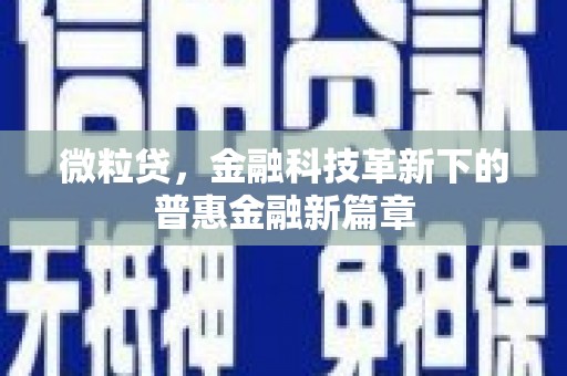 岢岚微粒贷，金融科技革新下的普惠金融新篇章
